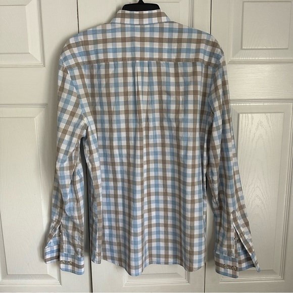 Johnnie-O Mens Long Sleeve Button Down Sz M Ridge Gingham Plaid Gulf Blue Preppy - Picture 2 of 12